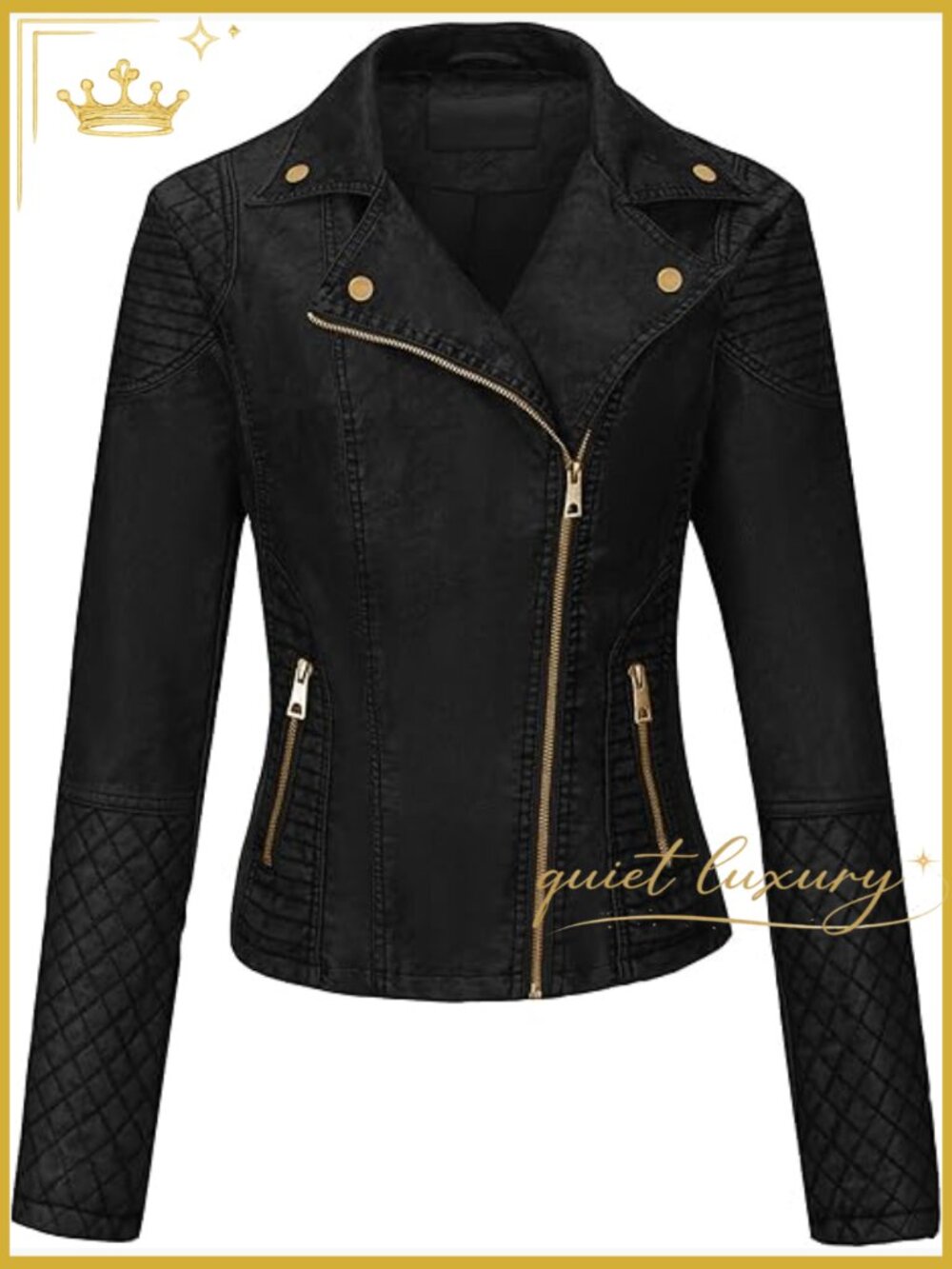 Faux Leather Motorcycle Jacket Lightweight Classic Coat Trendy